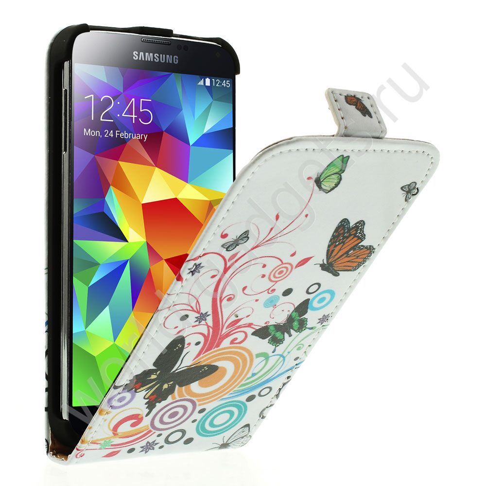 Вертикальный чехол для Samsung Galaxy S5 (Бабочки)