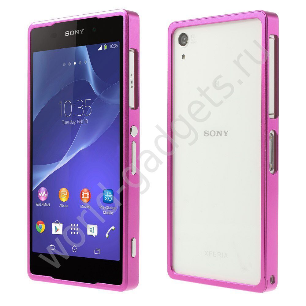 Алюминиевый бампер для Sony Xperia Z2 (малиновый)