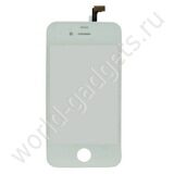 Стекло + держатель LCD для iPhone 4 белое